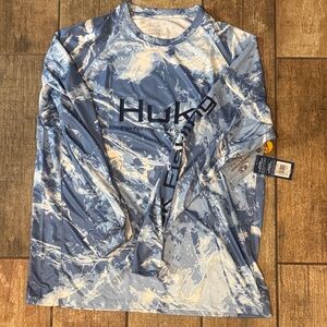 Huk Oceanic Blue and White Fishing Shirt